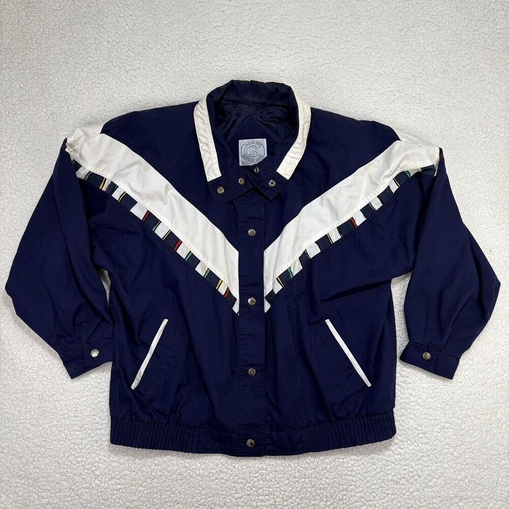 Vintage 80s Be In The Current Seen Colorblock Windbreaker Track Jacket Womens L